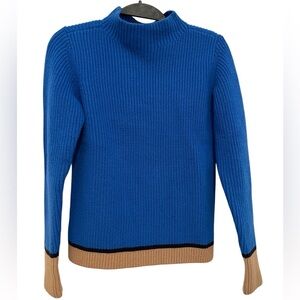 Anne Taylor Blue and Tan Mock Neck Sweater